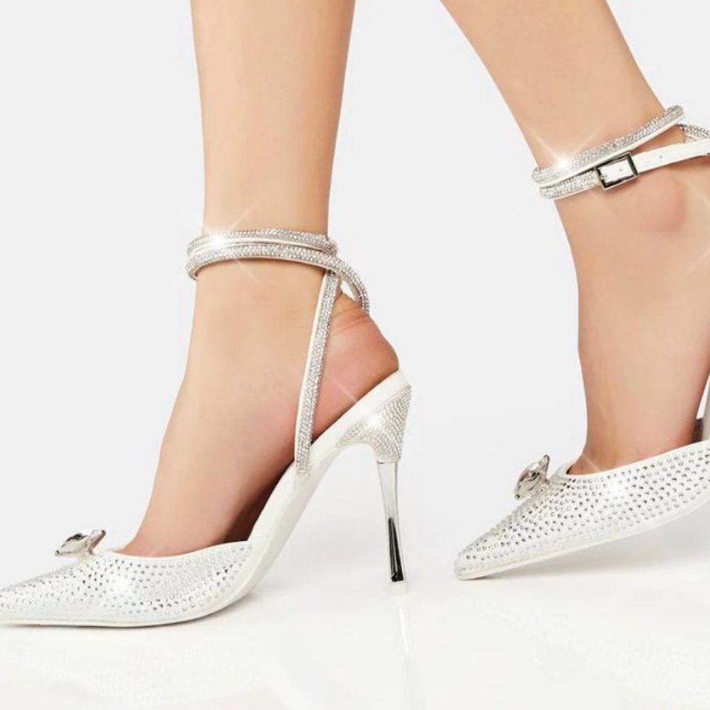Glisten Diamante Wrap Around Heels Sz. 6 Public Desire